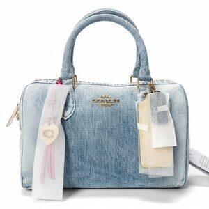 Coach Rowan in Loved Denim Satchel with Gold Hardware